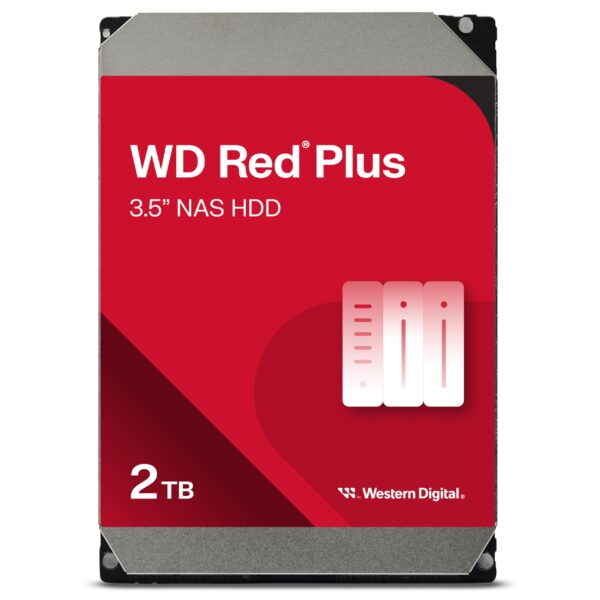 WD Red Plus 2TB NAS 3.5" Internal Hard Drive - 5400 RPM Class, SATA 6 Gb/s, CMR, 64MB Cache, 3 Year Warranty