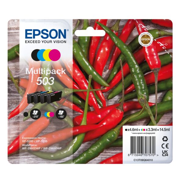 Epson 503 Chillies Genuine, Multipack, 4-colours Ink Cartridges - C13T09Q64010