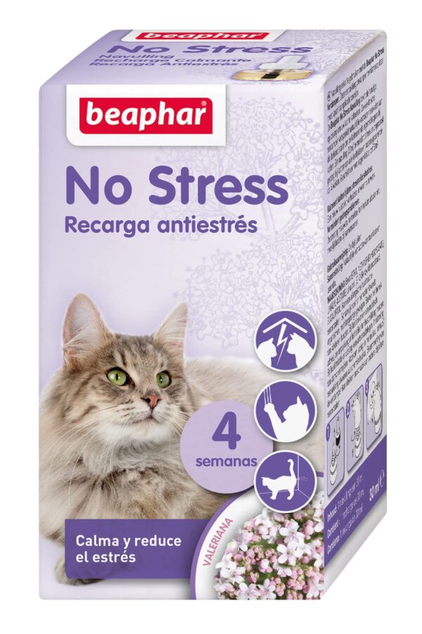 Beaphar NO STRESS – Valerian Calming Electric Cat Diffuser Refill – Reduces Stress and Behavioral Problems Without Addiction or Drowsiness – 1 Refill 30ml – 4 Weeks