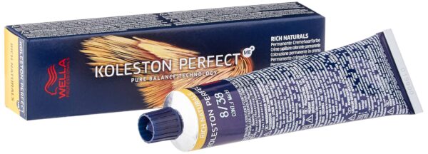 Wella Koleston Perfect MePlus Rich Naturals Permanent Hair Colour Cream, No. 8/38 Light Blonde Gold-Pearl, 60 ml