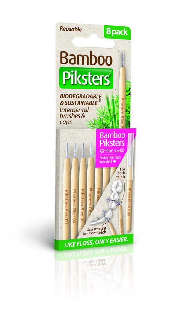 Piksters Bamboo Interdental Brush - Size 00 Pink 0.60mm - 8 Brushes Per Pack