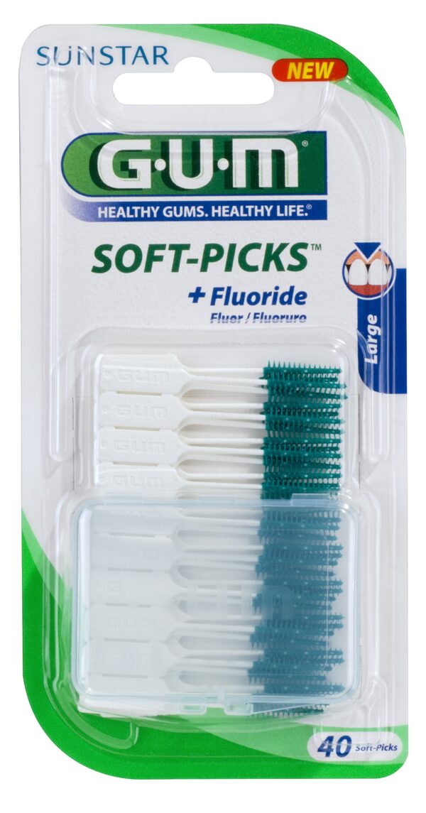 Gum Soft Picks - Metal-Free Brushes + Fluoride - Large 40 Pieces