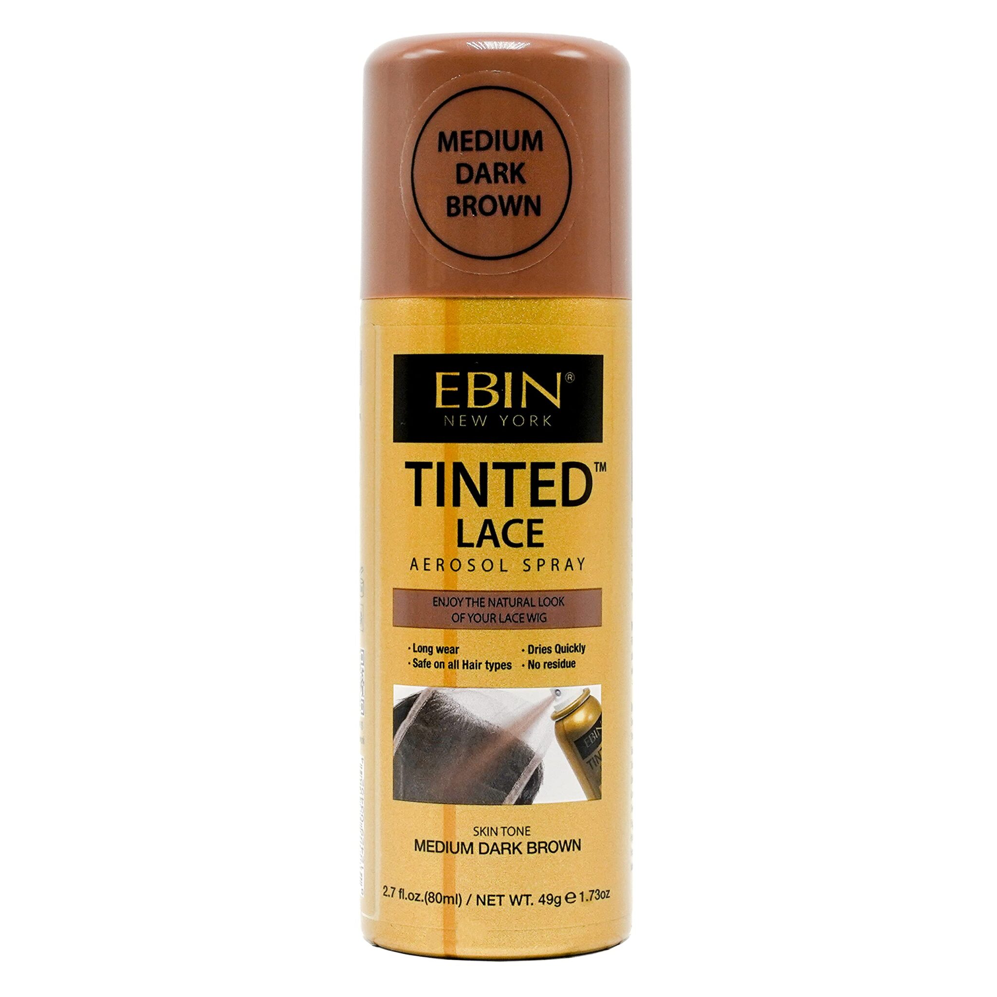 EBIN Tinted Lace Spray (80ml, Medium Dark Brown)