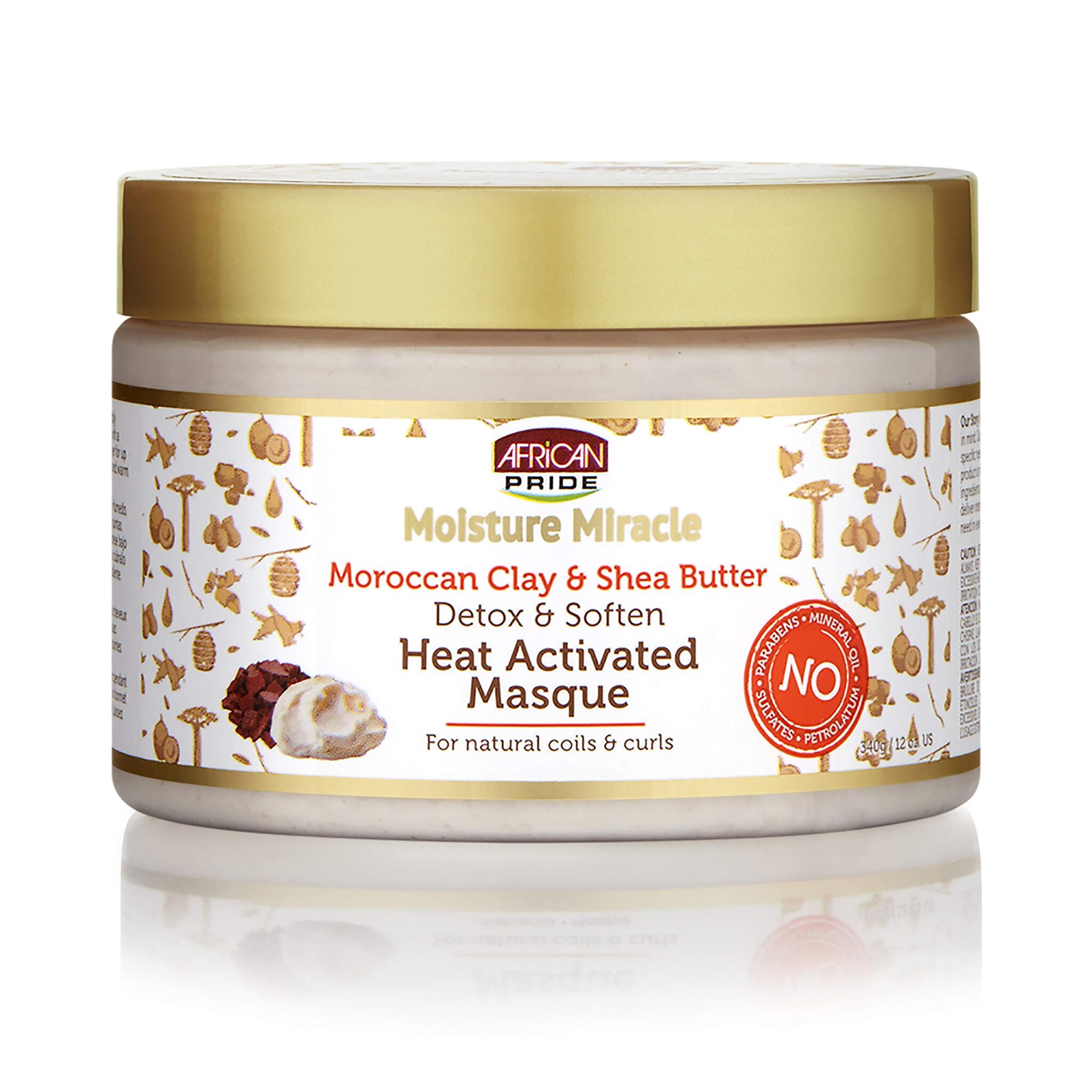 African Pride Moisture Miracle Moroccan Clay & Shea Butter Heat Activated Masque, 12 oz