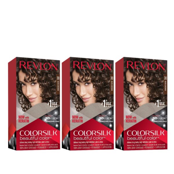 Revlon Colorsilk Permanent Hair Dye Dark Brown (30/3N) - PACK OF 3