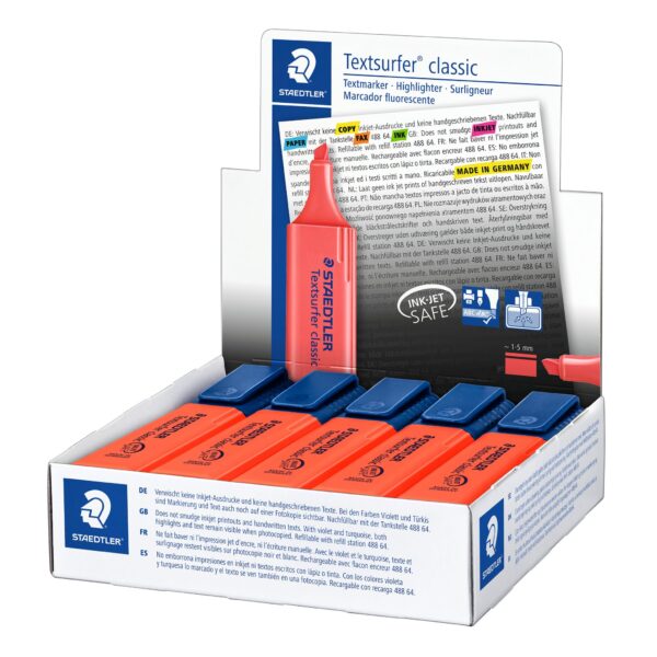 STAEDTLER 364-2 Textsurfer Classic Highlighter - Red (Box of 10)