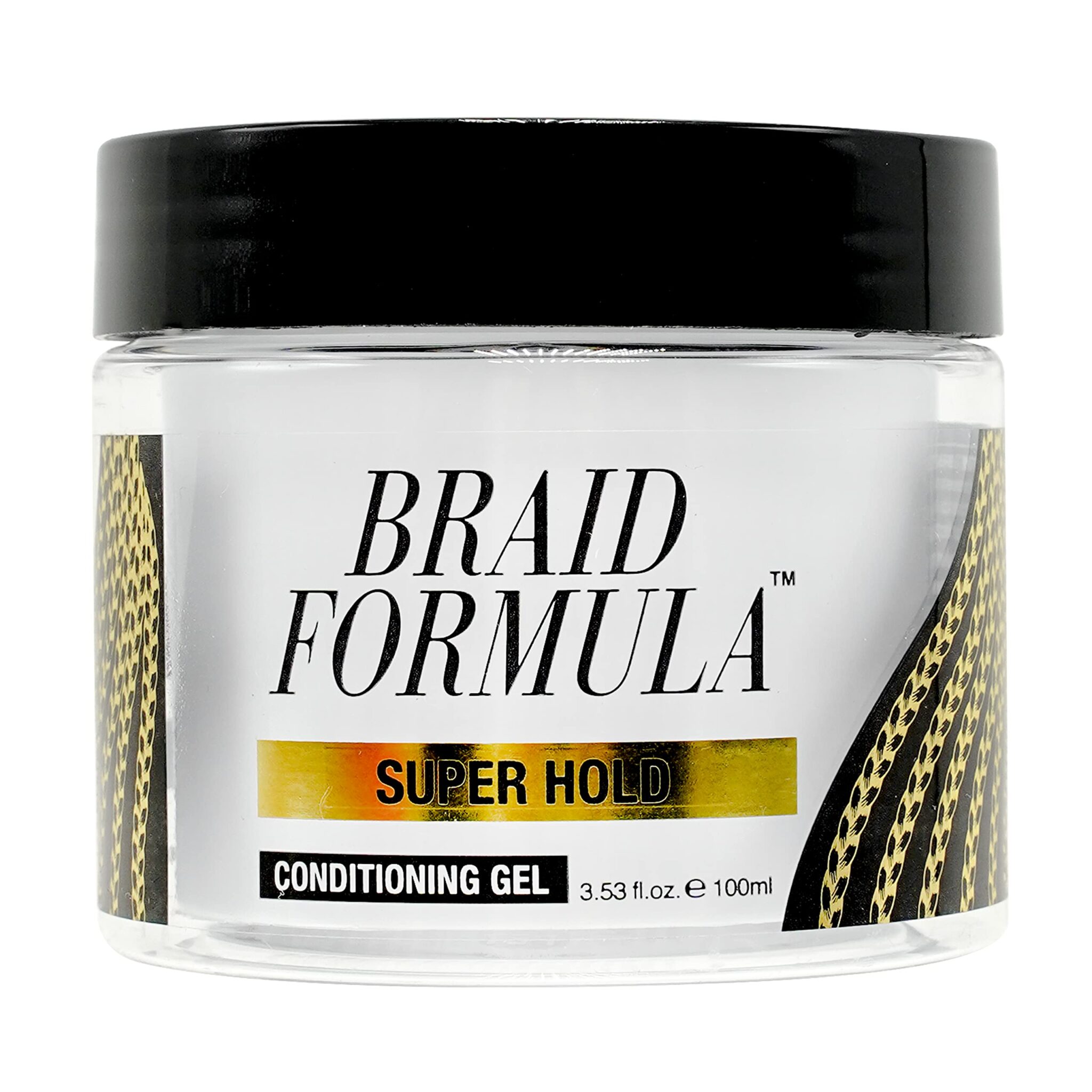 Braid Formula Conditioning Gel, Super Hold, 3.53 Oz | Great for Braiding, Twisting, Edges, No Residue, No Flaking, Strong Hold, High Shine, Smoothing with Clean, No Build-up