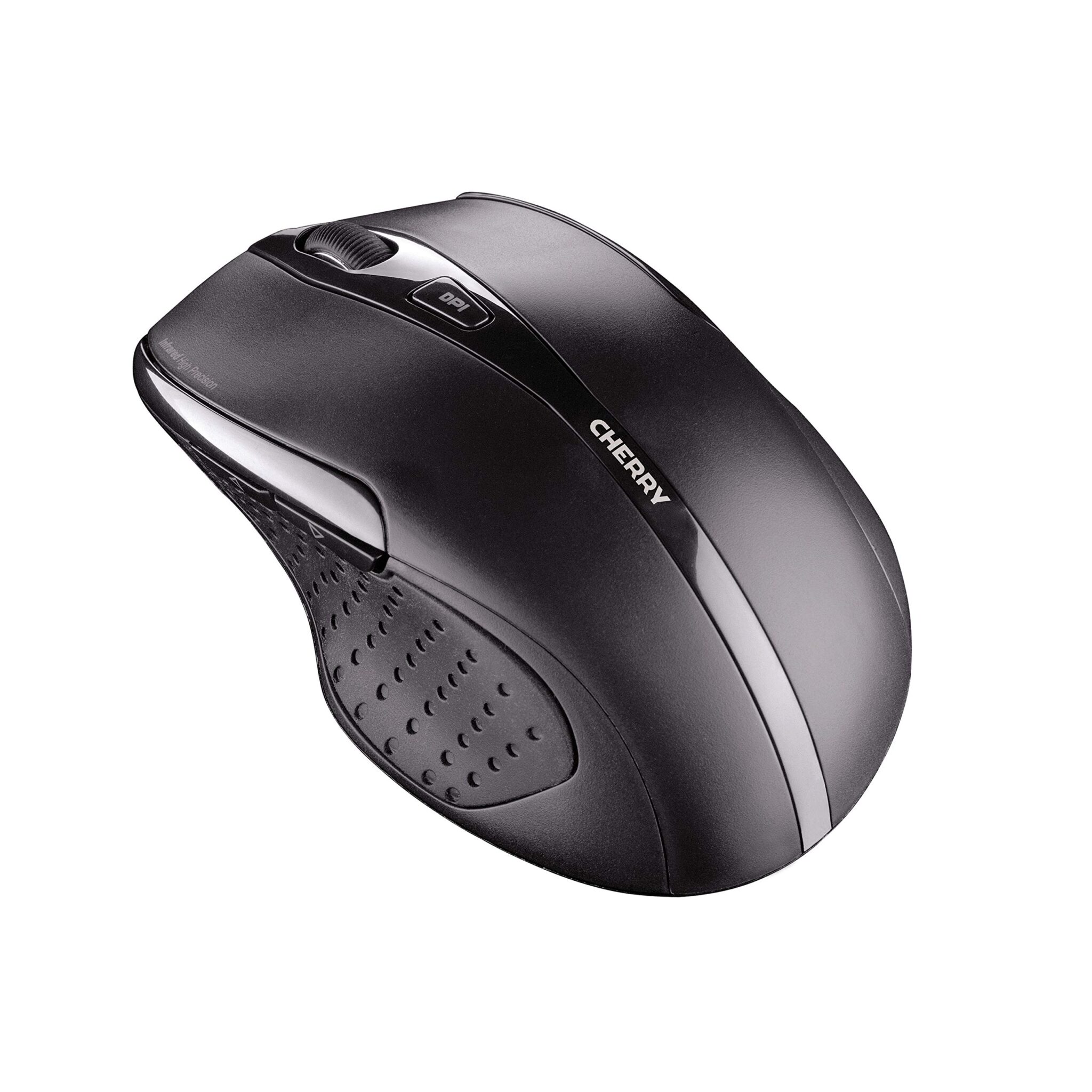 CHERRY MW 3000, Wireless Ergonomic Right-Handed Mouse, 2.4 GHz RF, 6 Buttons, Optical Sensor, Rubberised Side Panels, Battery-Operated, Black