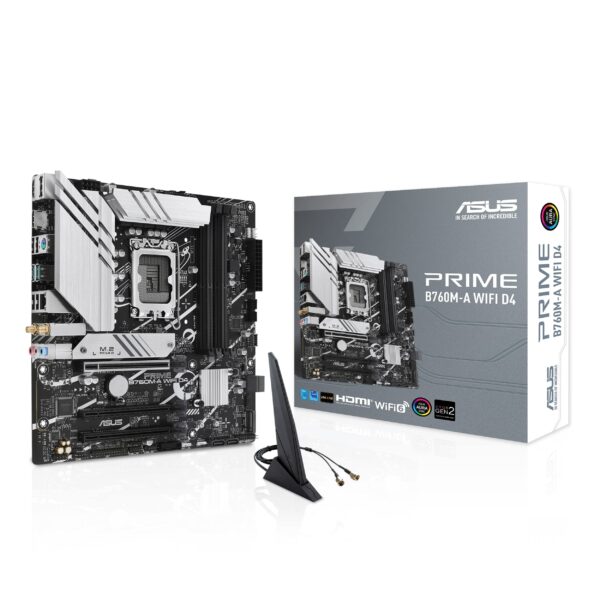 ASUS PRIME B760M-A WiFi D4 Intel LGA 1700, 4 x DIMM DDR4, 1 x Display Port, 2 x HDMI Ports