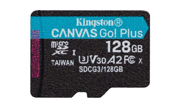 Kingston Canvas Go! Plus microSD memory card Class 10, UHS-I 128GB microSDXC 170R A2 U3 V30 Single Pack w/o ADP