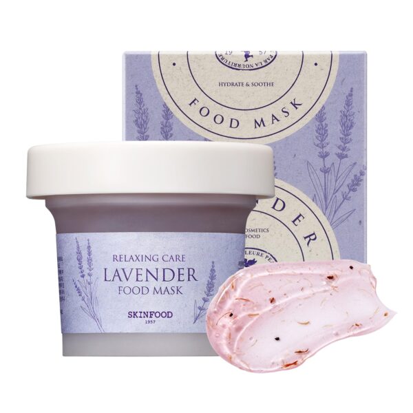 SKINFOOD Lavender Food Mask 120g (4.23 oz.) Panthenol Contains Hydrating & Cooling Gel Wash-off Mask for Sensitive Skin, Natural Lavender Therapy, Shower-Proof Texture - Wash Off Exfoliating Mask