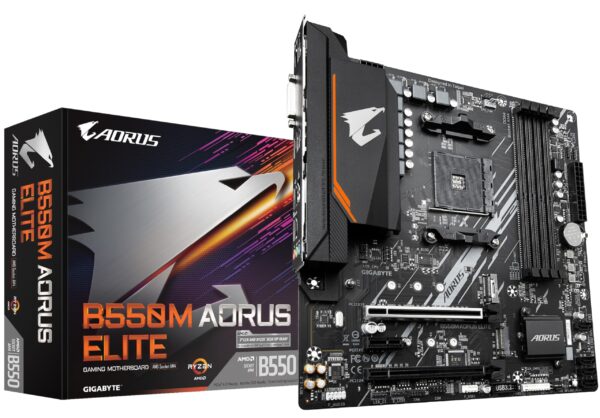 Gigabyte B550M AORUS ELITE Motherboard - Supports AMD Ryzen 5000 Series AM4 CPUs, 5+3 Phases Pure Digital VRM, up to 4733MHz DDR4 (OC), 2xPCIe 3.0 M.2, GbE LAN, USB 3.2 Gen1