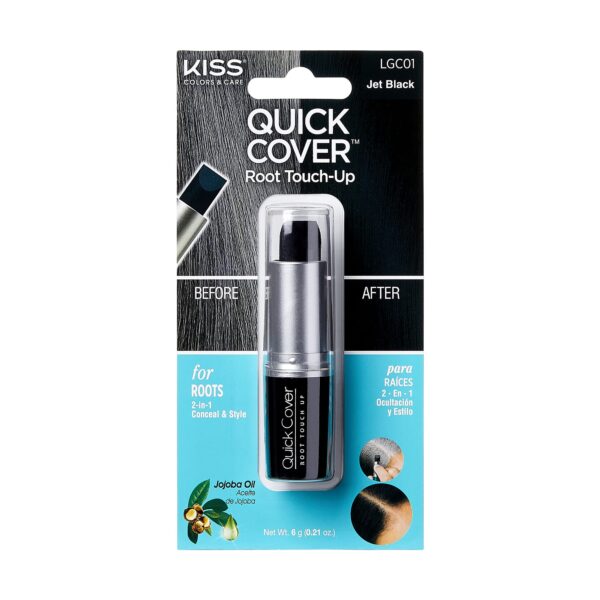 RED by Kiss Quick Cover Root Touch Up Stick Type Water-Resistant Temporary Gray Concealer Cover Up Brush for Hair and Beard (Jet Black)