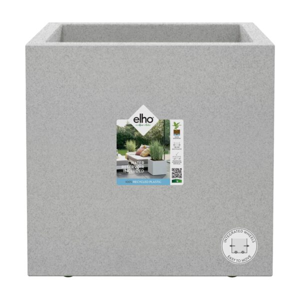 elho Vivo Next Square 40 - Large Planter for Indoor & Outdoor - 100% Recycled Plastic - L 39.0 x H 37.9 cm - Grey/Living Concrete