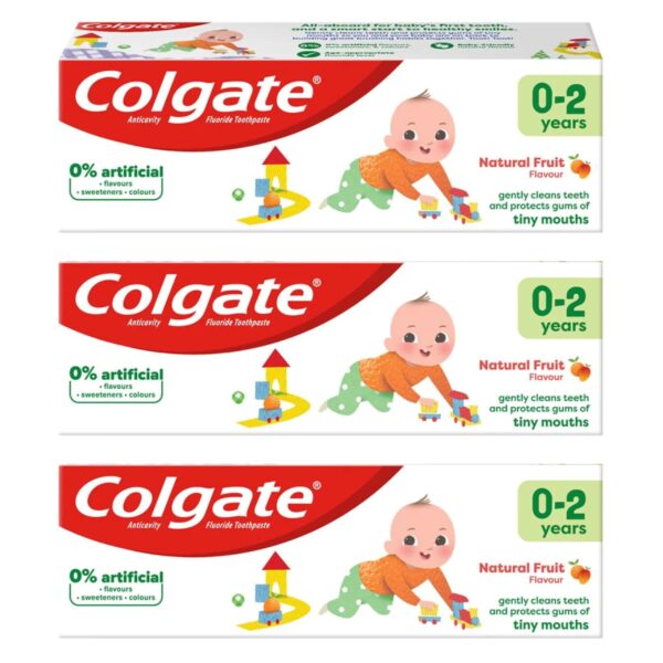 Colgate Original Baby Toothpaste 0-2 Years Natural Fruit Flavour 50ml | Pack of 3