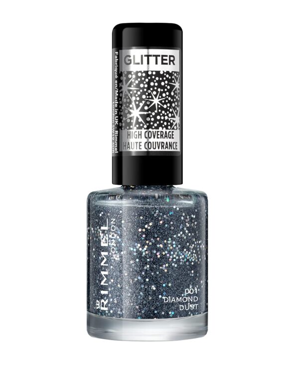 Rimmel London Glitter Nail Polish Top Coat, Diamond Dust, 8 ml