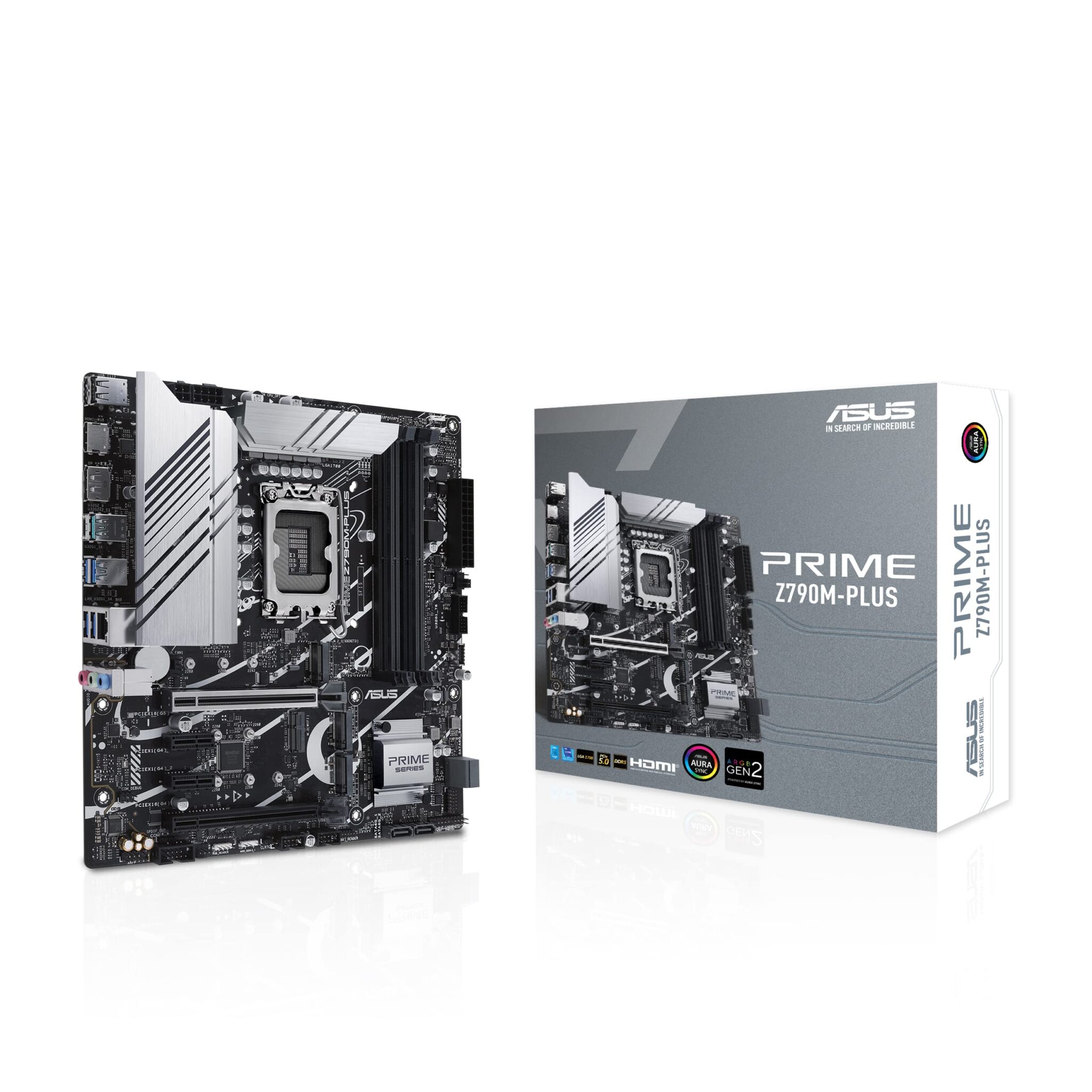 ASUS PRIME Z790M-PLUS Intel Z790 LGA 1700 Micro ATX Motherboard, 3 slo M.2, DDR5, HDMI, USB 3.2 Gen 2 Type-C, Thunderbolt USB4, Aura Sync