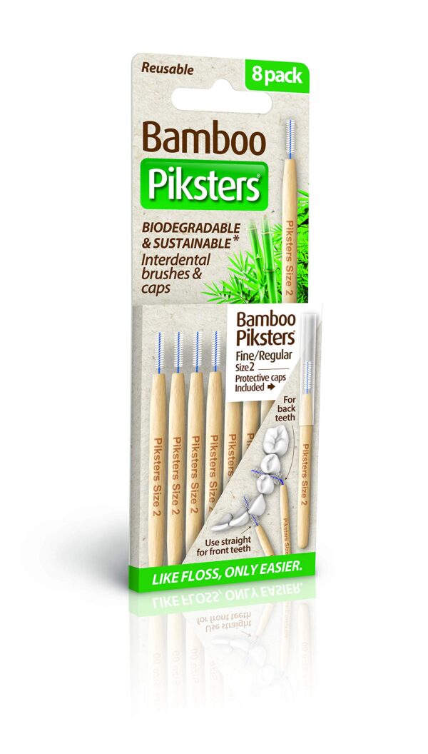 Bamboo Piksters Interdental Brushes | Sizes 00-6 | 8 Pack (8 Pack, Size 2 (White))