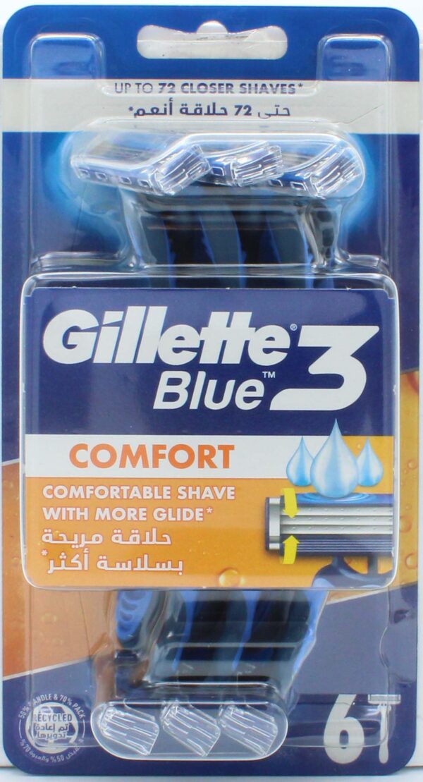 Gillette Blue III Disposable Razors, 6 Count