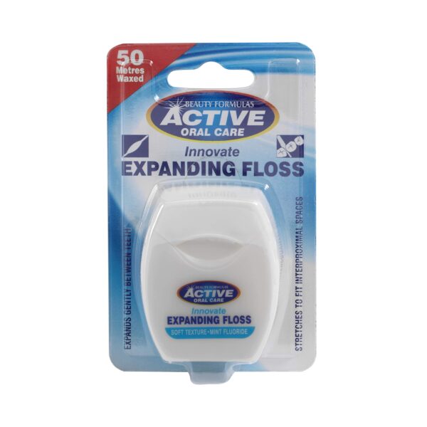 Beauty Formulas Active Oral Care Expanding Dental Floss with Mint Wax Fluoride, 50 Metre Size