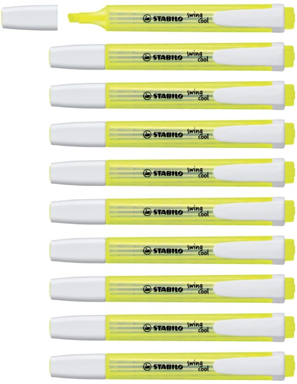 Highlighter - STABILO swing cool - Pack of 10 - Yellow