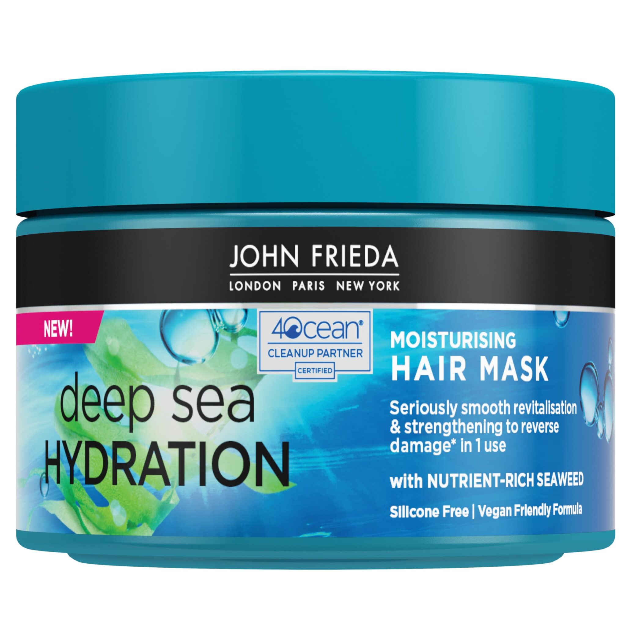 John Frieda Deep Sea Hydration Moisturising Hair Mask, Deep Conditioning Smoothing Treatment for Dry, Damaged Hair 250ml