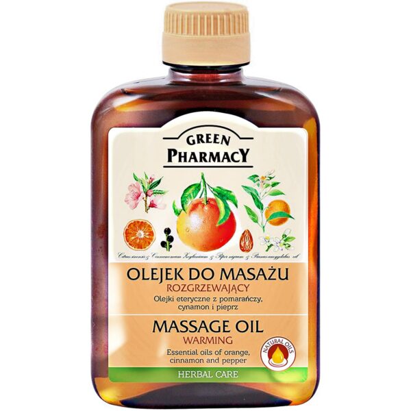 Green Pharmacy Body Massage Essential Warming Oil Orange Cinnamon and Pepper Natural Oils 200 ml