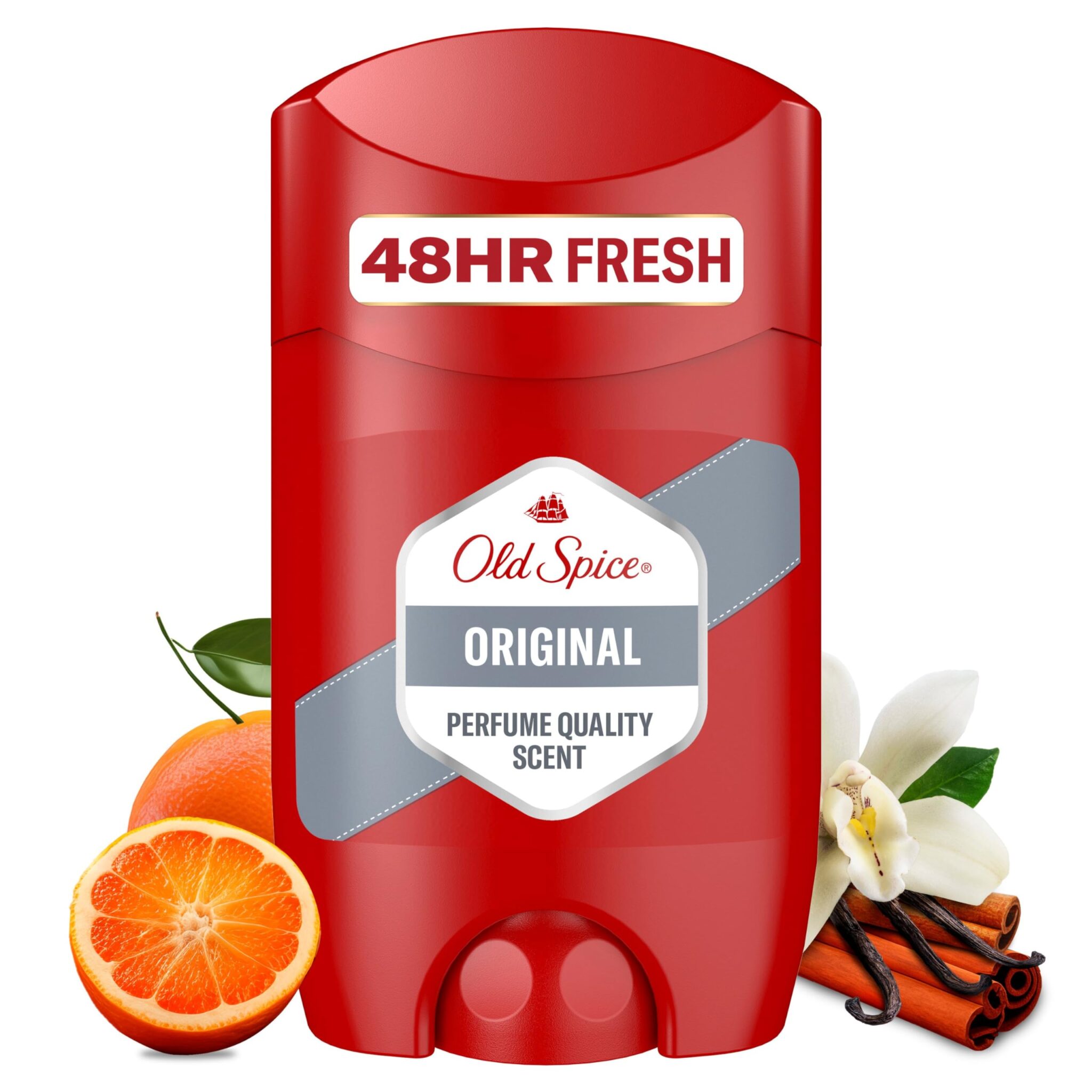 Old Spice Original Deodorant Stick for Men, 50 ml, 48H Fresh, Long-Lasting Fragrance in Perfume Quality, 0% Aluminium Salts, No Stains on Black and White, Made from 50% Recycled Plastic