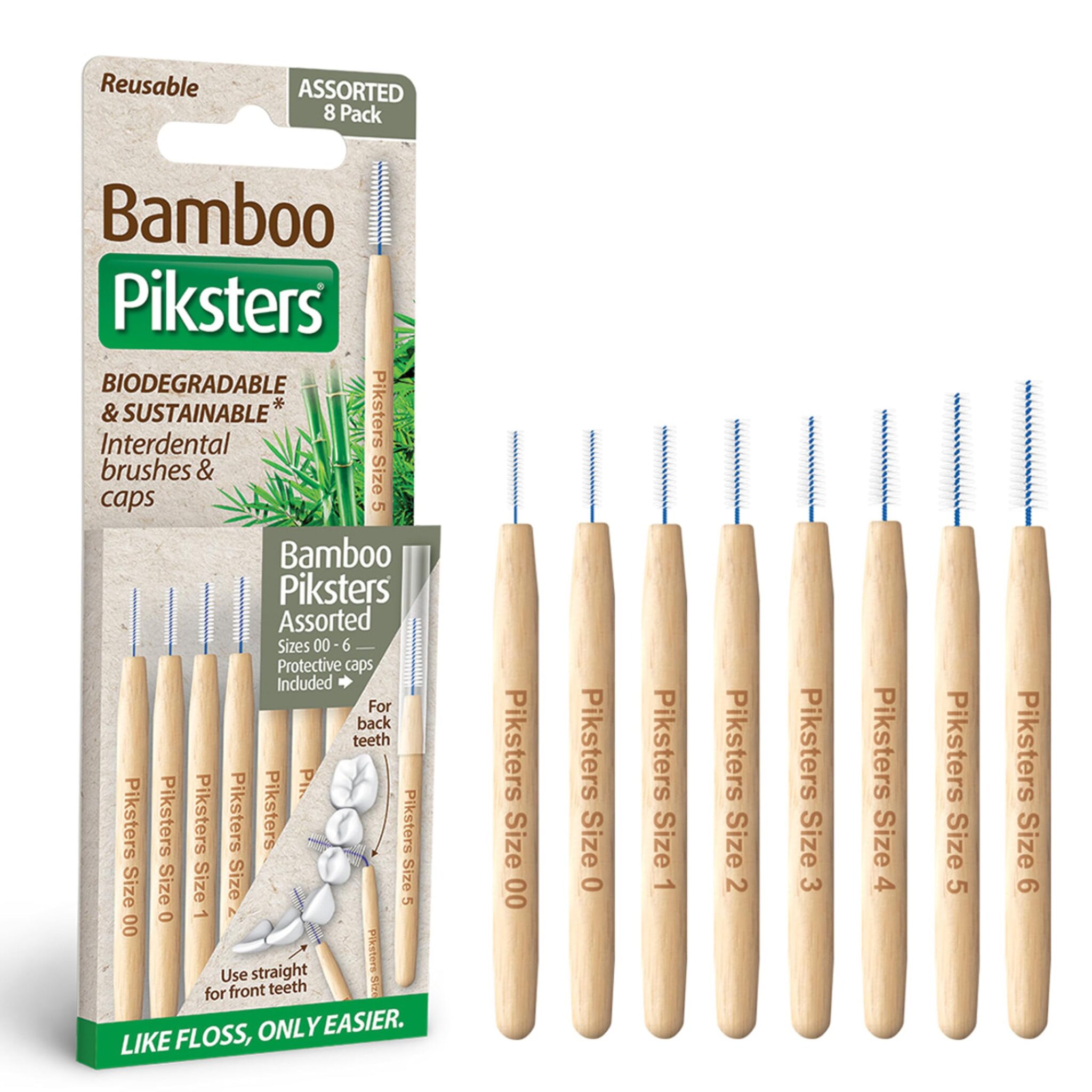 Bamboo Piksters Interdental Brushes | Variety Pack | 8 Pack