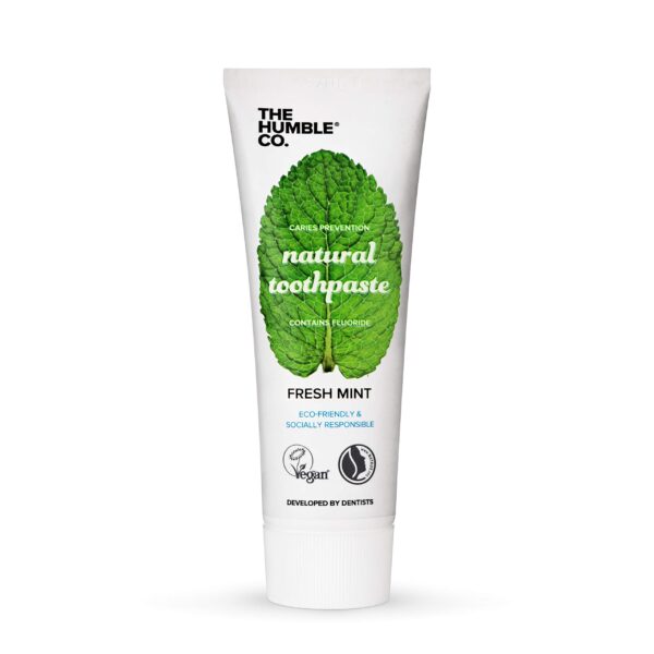 The Humble Co. Natural Fluoride Toothpaste (1 x75ml) | Fresh Mint | Eco-Friendly, Vegan for Your Everyday Oral Care - Dentist Approved - Prevents Bad Breath, Caries, Plaque