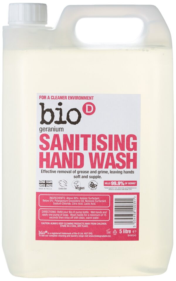 Bio-D Geranium Sanitising Hand Wash, 5 litre