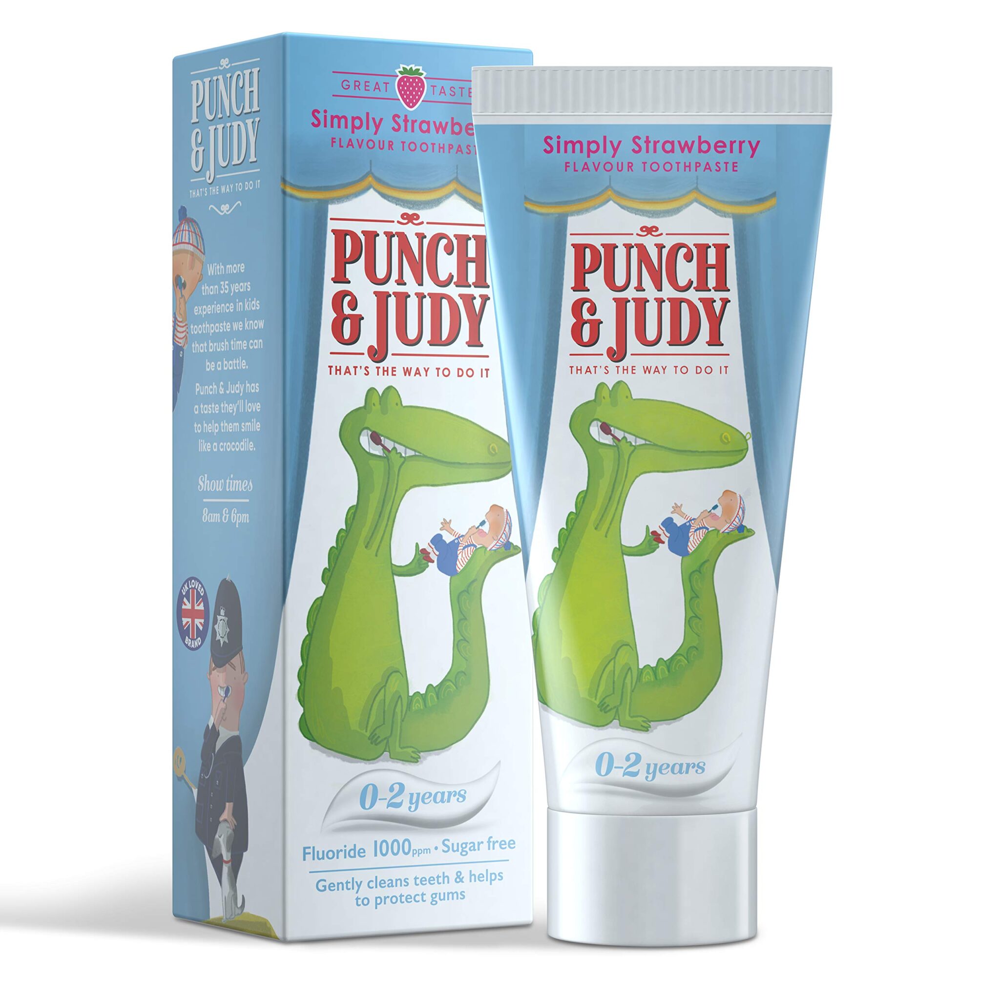 Punch & Judy Baby Strawberry Kids Toothpaste for Children 0-2 Years, Fluoride Toothpaste, Sugar Free, Strawberry Flavour x1