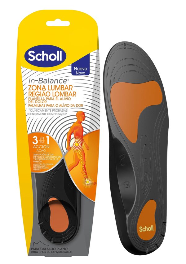 Scholl in-Balance Biomechanical Insoles for Lumbar Pain Relief, Superior Impact Absorption, Pack 2 Insoles, Size S (37-39.5)