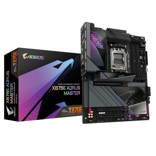 GIGABYTE X870E AORUS MASTER Motherboard - Supports AMD Ryzen 9000 CPUs, 16+2+2 Phases Digital VRM, up to 8600MHz DDR5 (OC), 3xPCIe 5.0, Wi-Fi 7, 5GbE LAN, USB 4