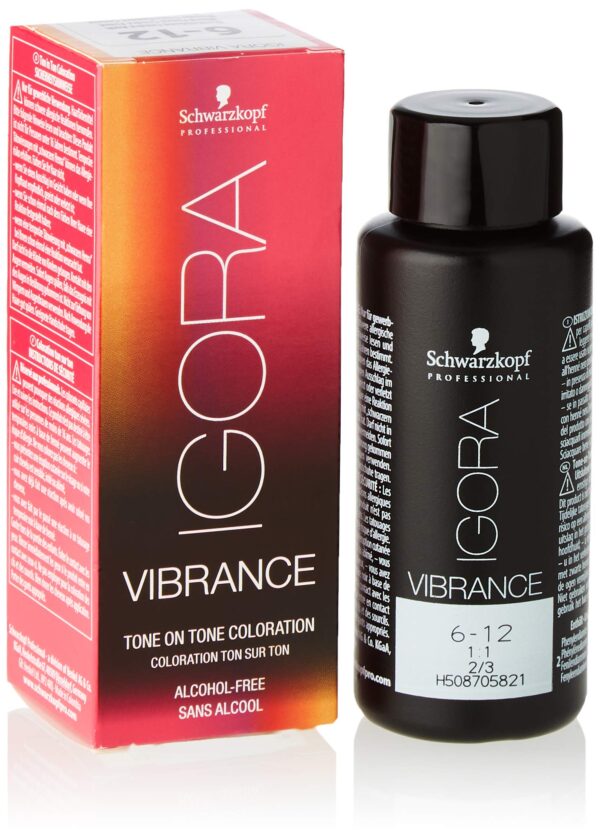 Schwarzkopf Professional Igora Vibrance Tone on Tone Hair Colour, No. 6-12 Dark Blonde Cendré Ash, 60 ml,7702045560398