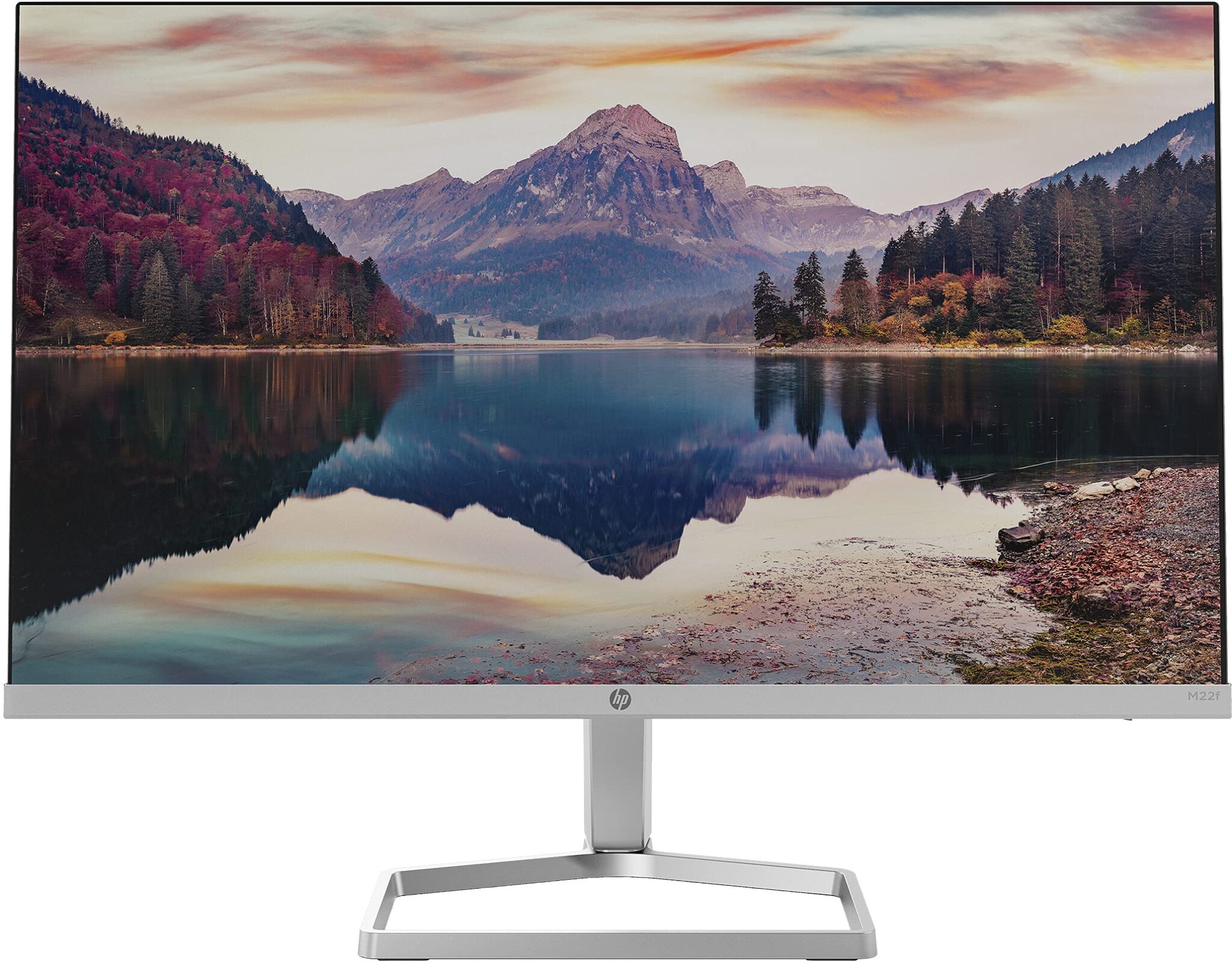 HP M22f Monitor - 21.5 Inch Screen, Full HD IPS Display, 75Hz, 5ms Response Time, VGA, HDMI 1.4, Silver/Black