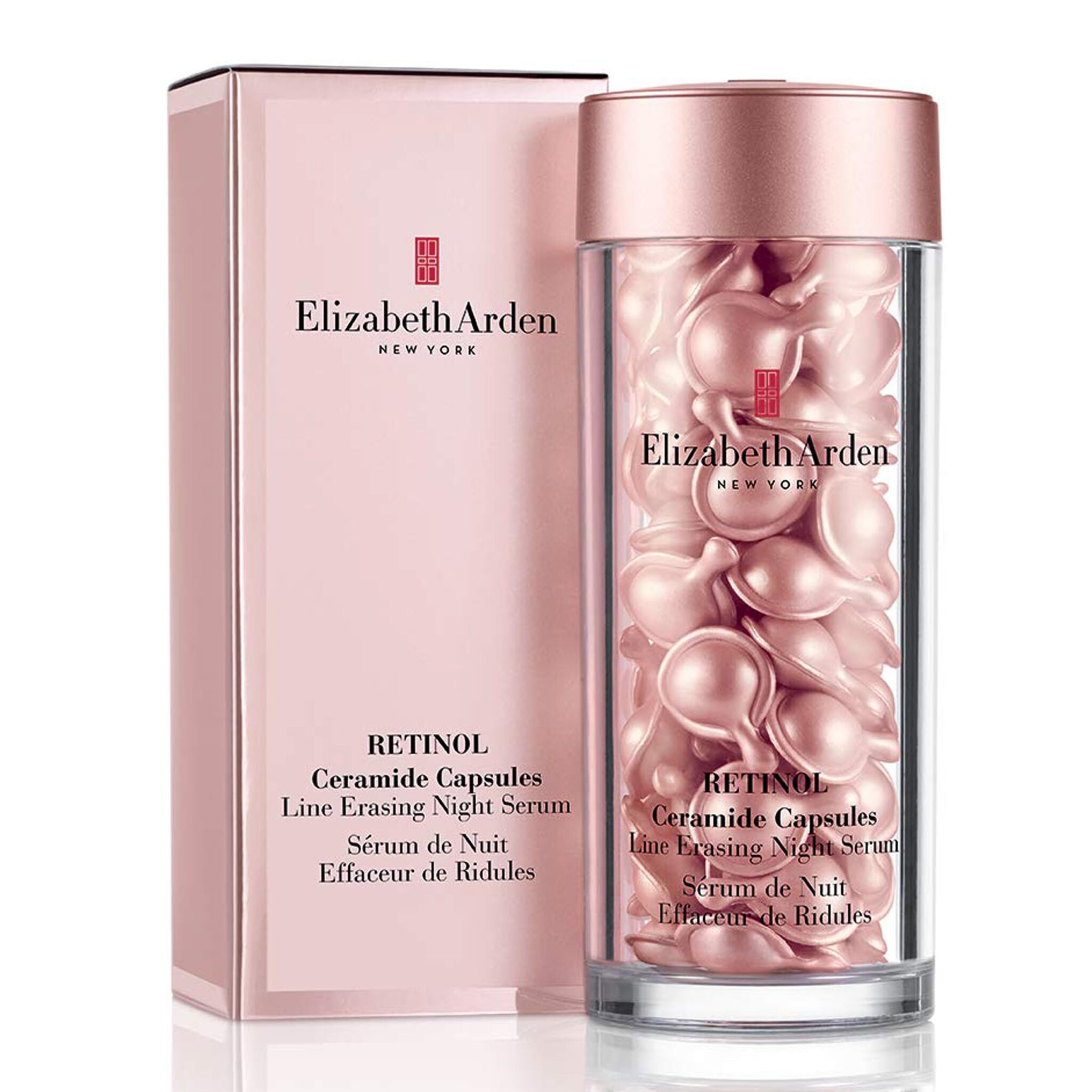 Elizabeth Arden Retinol Ceramide Capsules Line Erasing Night Serum, 60-Piece, Anti-Aging Skincare for Smoothing Fine Lines & Wrinkles, for Night