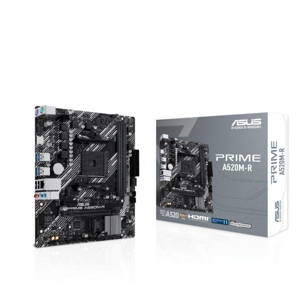 ASUS Prime A520M-R AMD Ryzen AM4 mATX Motherboard with M.2 Support, Realtek 1Gb Ethernet, HDMI, SATA 6Gbps, 5Gbps USB Support Rear and Front, Black