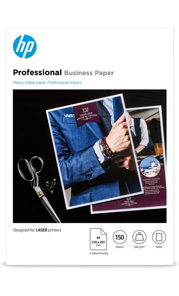 HP 7MV80A Laser Professional Matte Business Paper, A4, 200gsm, 150 sheets, White