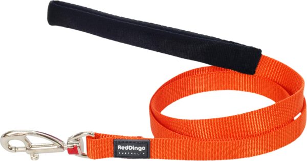 Red Dingo Padded Handle Dog Lead 1.2m Plain, Orange, Small 15mm