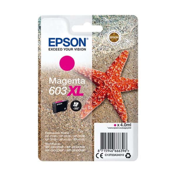 Epson 603XL Magenta Starfish High Yield Genuine, Ink Cartridge,XL High Capacity