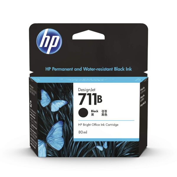 HP 711 CZ133A Black 80-ml Genuine Ink Cartridge, High Capacity, Original HP Ink, for HP DesignJet T120, T125, T130, T520, T525, T530 Large Format Plotter Printers and HP 711 DesignJet Printhead