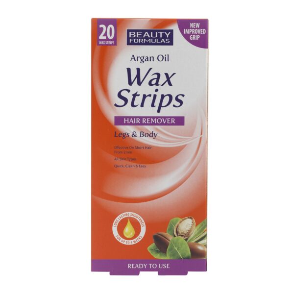 BEAUTY FORMULAS ARGAN OIL WAX STRIPS, 20 Count (Pack of 3)