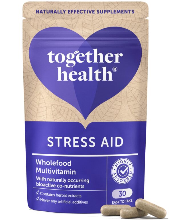 Stress Aid Complex – Together Health – 5 Essential B Vitamins – Schisandra, Ashwagandha & Rhodiola – Ocean-Sourced Magnesium – Vegan Friendly – Made in The UK - 30 Vegecaps