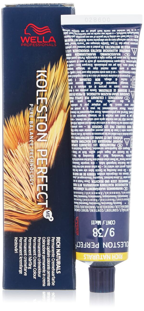 WELLA Koleston Perfect Me+ Rich Naturals Permanent Hair Colour Cream, Light Blonde Gold-Perl, No. 9/38 60 ml 8005610627809