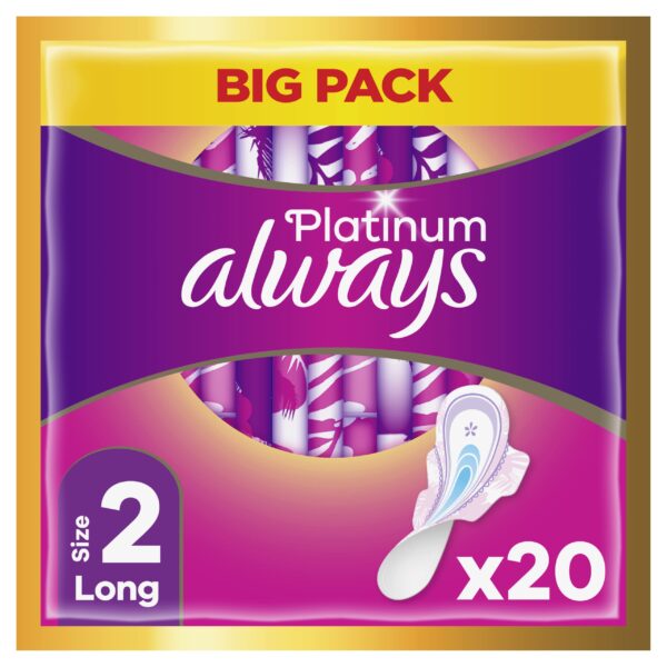 Always Platinum Long Size 2 Sanitary Towels Wings VP 20ct