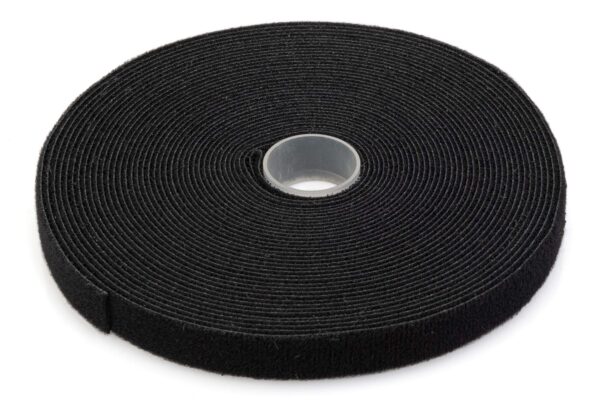 DIGITUS Hook and Loop Tape on roll, Cable Management for Copper or Fibre Optic Cables, can be Cut to Size, Width 15 mm, Length 10 m, Black