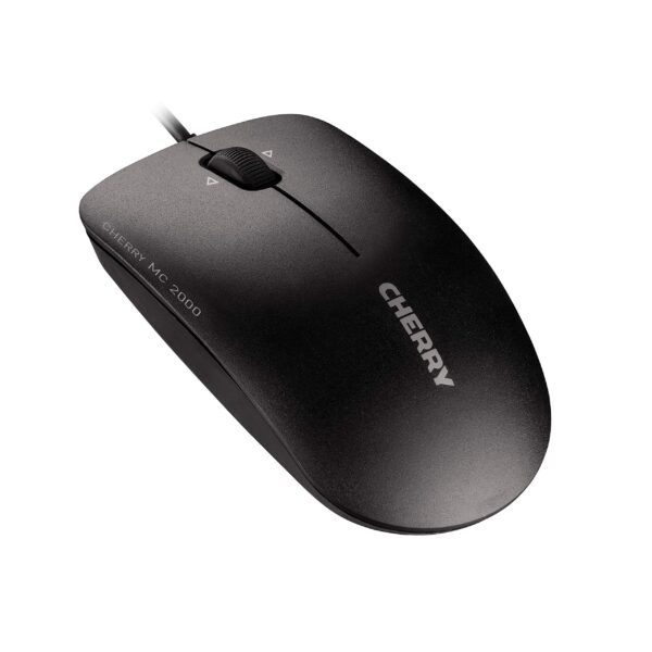 CHERRY MC 2000, Wired Mouse in Standard Size, Symmetrical Design for Right and Left-Handers, 3 Buttons, 1600 Dpi, Tilt Wheel, GS Approval, Black