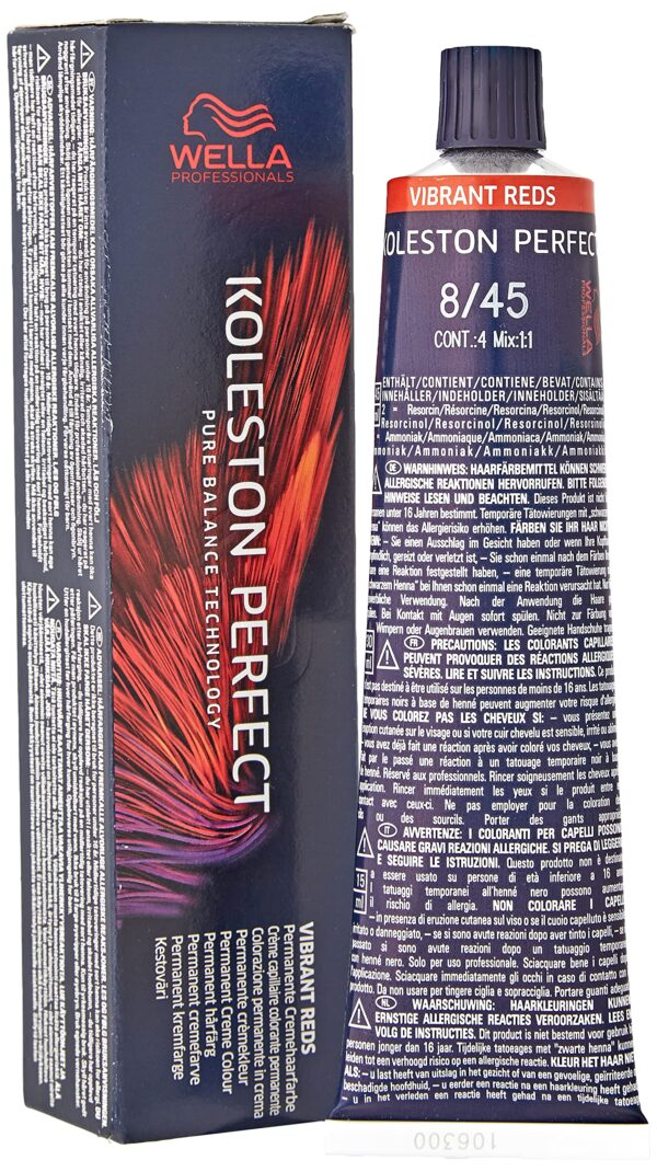 Wella Koleston Perfect ME+ Vibrant Reds Permanent Hair Colour, No. 8/45 Light Blonde Red Mahogany, 0.66 kg