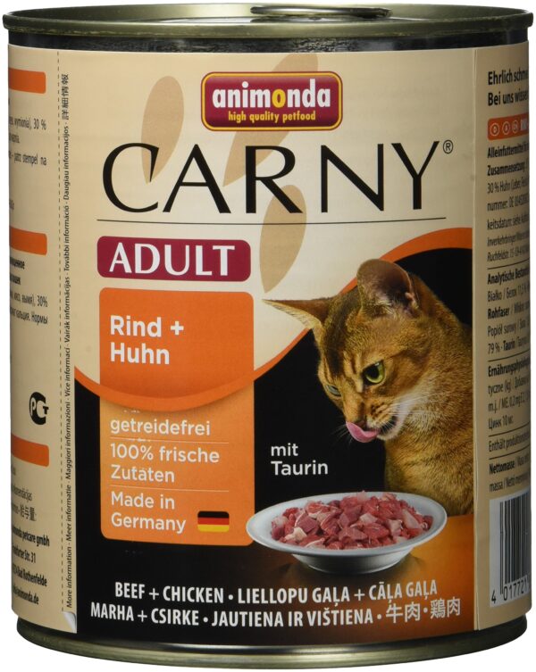 animonda Carny Adult cat food, wet food for adult cats, beef + chicken, 6 x 800g